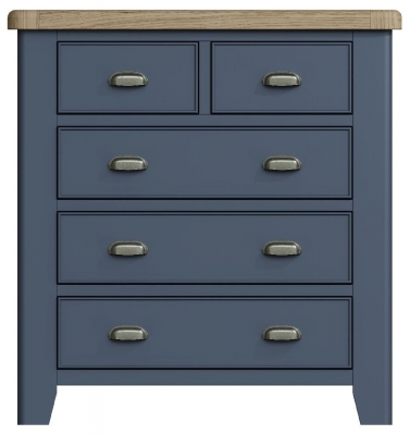 Product photograph of Ringwood Blue Painted 2 3 Drawer Chest - Oak Top from Choice Furniture Superstore