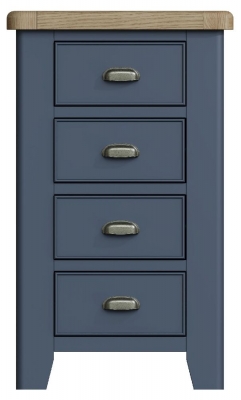 Product photograph of Ringwood Blue Painted 4 Drawer Chest - Oak Top from Choice Furniture Superstore