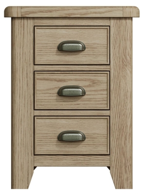 Product photograph of Hatton Oak 3 Drawer Large Bedside Cabinet from Choice Furniture Superstore