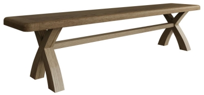 Product photograph of Hatton Oak Cross Leg Dining Bench from Choice Furniture Superstore