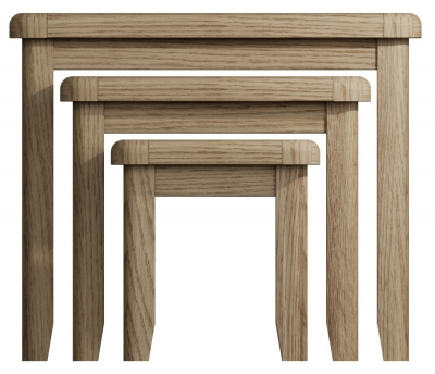 Product photograph of Hatton Oak Nest Of 3 Tables from Choice Furniture Superstore