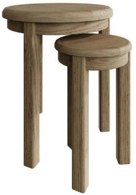 Product photograph of Hatton Oak Round Nest Of 2 Table from Choice Furniture Superstore