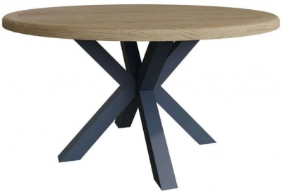 Product photograph of Ringwood Blue Painted 150cm Large Round Dining Table - Oak Top from Choice Furniture Superstore