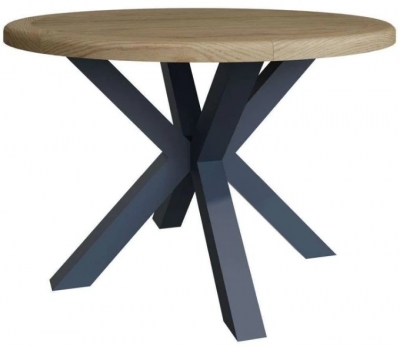 Product photograph of Ringwood Blue Painted 120cm Round Dining Table - Oak Top from Choice Furniture Superstore