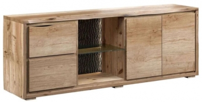Product photograph of Harlech Industrial Live Edge 2 Door 2 Drawer Tv Unit With Led Light from Choice Furniture Superstore