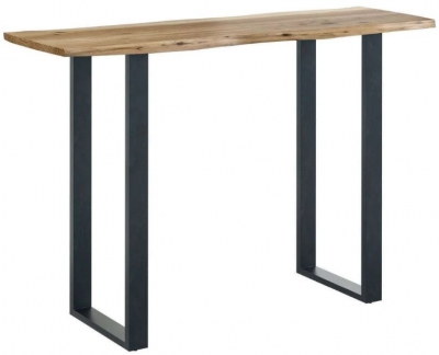 Product photograph of Harlech Industrial Live Edge Console Table With U Shaped Leg from Choice Furniture Superstore