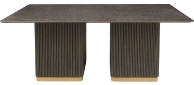 Product photograph of Hawarden Brown Fluted Ribbed 180cm Dining Table - 6 Seater from Choice Furniture Superstore