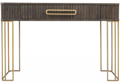 Product photograph of Hawarden Brown Fluted Ribbed 1 Drawer Console Table from Choice Furniture Superstore