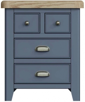 Product photograph of Ringwood Blue Painted 3 Drawer Extra Large Bedside Cabinet - Oak Top from Choice Furniture Superstore