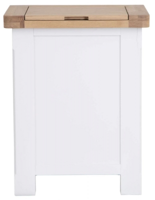 Product photograph of Clairton White 1 Door Laundry Box - Oak Top from Choice Furniture Superstore