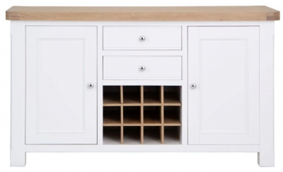 Product photograph of Clairton White 2 Door 2 Drawer Sideboard - Oak Top from Choice Furniture Superstore