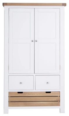 Product photograph of Clairton White 2 Door 5 Drawer Larder Unit - Oak Top from Choice Furniture Superstore