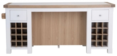 Product photograph of Clairton White 2 Door 8 Drawer Large Kitchen Island - Oak Top from Choice Furniture Superstore