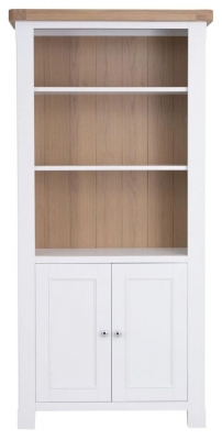 Product photograph of Clairton White 2 Door Display Cabinet - Oak Top from Choice Furniture Superstore