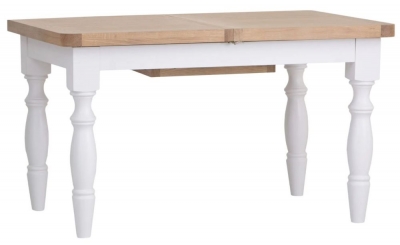 Product photograph of Clairton White 4-6 Seater Extending Dining Table - Oak Top from Choice Furniture Superstore