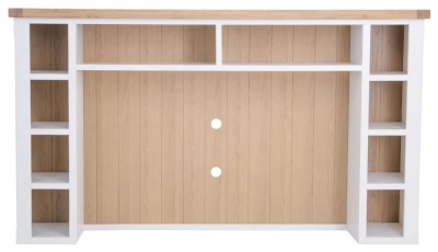 Product photograph of Clairton White Extra Large Tv Unit Top - Oak Top from Choice Furniture Superstore