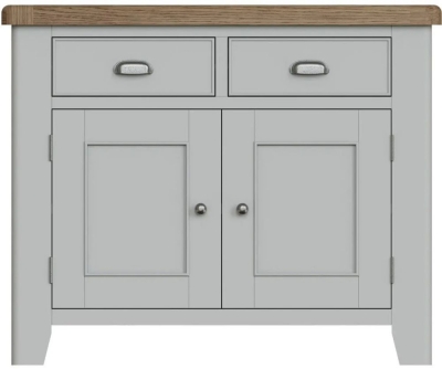Product photograph of Ringwood Grey Painted 2 Door 2 Drawer Sideboard - Oak Top from Choice Furniture Superstore