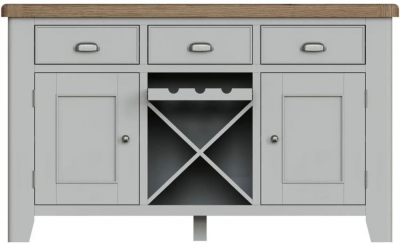 Product photograph of Ringwood Grey Painted 2 Door 3 Drawer Sideboard - Oak Top from Choice Furniture Superstore