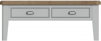Product photograph of Ringwood Grey Painted 2 Drawer Coffee Table - Oak Top from Choice Furniture Superstore