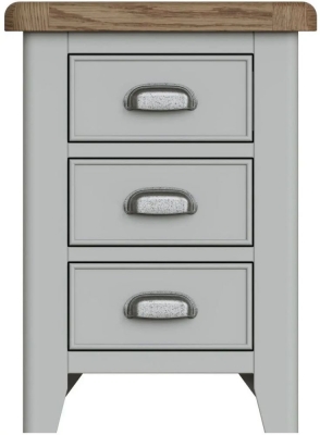 Product photograph of Ringwood Grey Painted 3 Drawer Bedside Cabinet - Oak Top from Choice Furniture Superstore