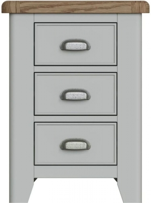 Product photograph of Ringwood Grey Painted 3 Drawer Large Bedside Cabinet - Oak Top from Choice Furniture Superstore