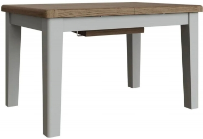 Product photograph of Ringwood Grey Painted 4-6 Seater Extending Dining Table - Oak Top from Choice Furniture Superstore