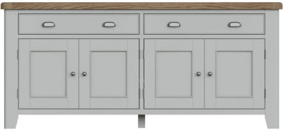 Product photograph of Ringwood Grey Painted 4 Door 2 Drawer Sideboard - Oak Top from Choice Furniture Superstore
