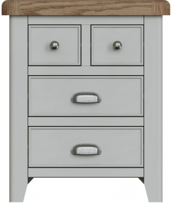Ringwood Grey Painted 4 Drawer Extra Large Bedside Cabinet Oak Top
