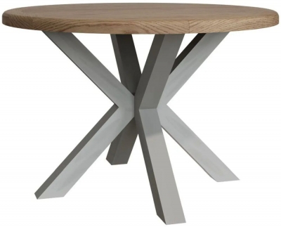 Ringwood Grey Painted 4 Seater Round Dining Table Oak Top