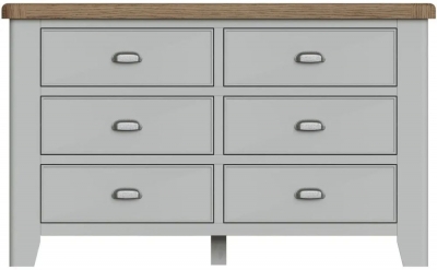 Ringwood Grey Painted 6 Drawer Chest Oak Top