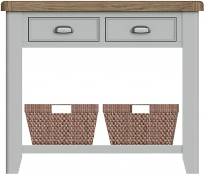 Product photograph of Ringwood Grey Painted Console Table - Oak Top from Choice Furniture Superstore