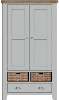 Product photograph of Ringwood Grey Painted Larder Unit - Oak Top from Choice Furniture Superstore