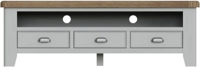 Product photograph of Ringwood Grey Painted Large Tv Unit - Oak Top from Choice Furniture Superstore