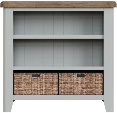 Ringwood Grey Painted Small Bookcase Oak Top