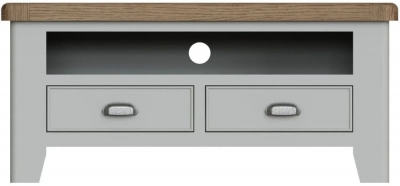 Product photograph of Ringwood Grey Painted Tv Unit - Oak Top from Choice Furniture Superstore
