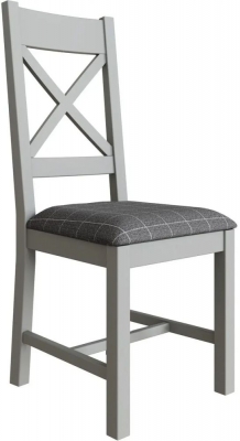 Ringwood Painted Cross Back Dining Chair With Fabric Seat Sold In Pairs