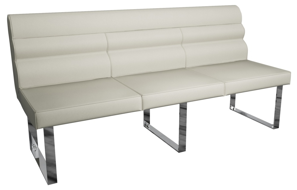 White leather online dining bench