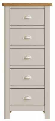 Product photograph of Portland Oak And Dove Grey Painted 5 Drawer Tall Chest from Choice Furniture Superstore