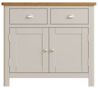 Product photograph of Portland Oak And Dove Grey Painted 2 Door 2 Drawer Sideboard from Choice Furniture Superstore