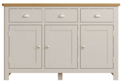 Product photograph of Portland Oak And Dove Grey Painted 3 Door 3 Drawer Sideboard from Choice Furniture Superstore