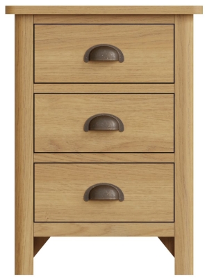 Product photograph of Hampton Rustic Oak 3 Drawer Bedside Cabinet from Choice Furniture Superstore
