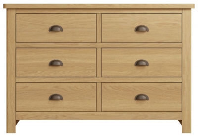 Product photograph of Hampton Rustic Oak 6 Drawer Chest from Choice Furniture Superstore