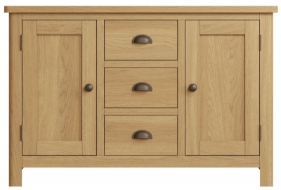 Product photograph of Hampton Rustic Oak 2 Door 3 Drawer Medium Sideboard from Choice Furniture Superstore