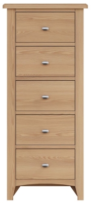 Product photograph of Eva Light Oak 5 Drawer Tall Chest from Choice Furniture Superstore