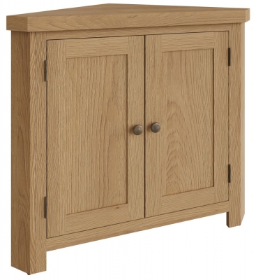 Product photograph of Tucson Oak 2 Door Corner Cabinet from Choice Furniture Superstore