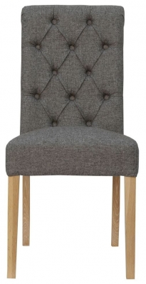 Product photograph of Fabric Scroll Back Dining Chair Sold In Pairs from Choice Furniture Superstore
