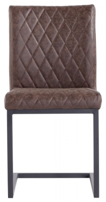 Image of Diamond Stitch Brown Faux Leather Dining Chair (Sold in Pairs)