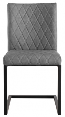Image of Diamond Stitch Grey Faux Leather Dining Chair (Sold in Pairs)