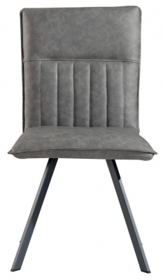 Image of Grey Faux Leather and Black legs Dining Chair (Sold in Pairs)