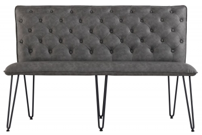 Product photograph of Studded Back 140cm Faux Leather Bench With Hairpin Legs from Choice Furniture Superstore